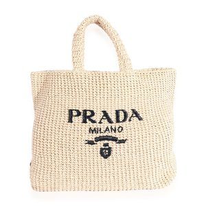 Prada Natural Raffia Logo Tote